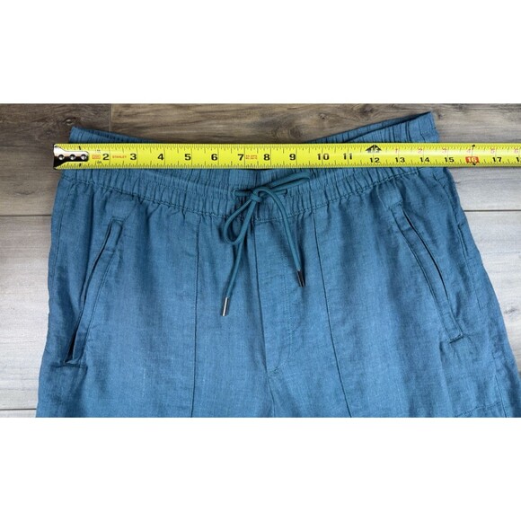 Athleta Retreat Linen Wide-Leg Slit Hem Pants Teal Borealis Green Sz 6 Womens - Picture 6 of 9